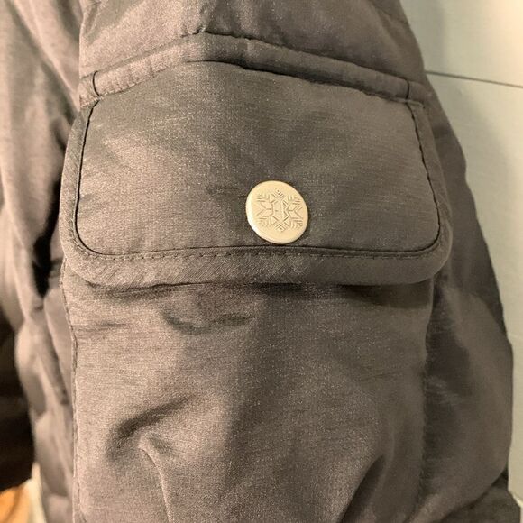 Eddie Bauer down filled puffer black fur trimmed hooded parka women’s size XS - Picture 6 of 13